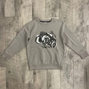 Members Mark Boys Monster Truck Sequin Sweatshirt Gray Pullover Size 10/12